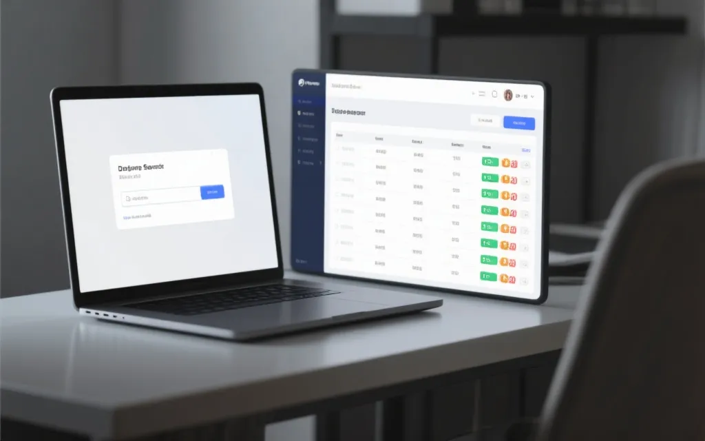 电脑端查询示意：左侧PDF规程关键词搜索，右侧预选赛页面与积分榜对照